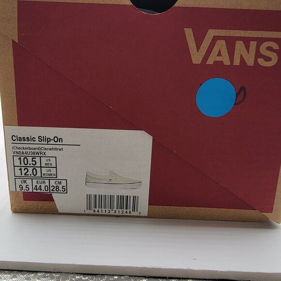 Vans Classic Slip-On Checkerboard White - Men's Size 10.5 NIB - Picture 8 of 8